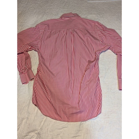 Bullock & Jones Men’s Shirt SIZE M Long Sleeve Striped Cotton Fuschia/White - Picture 11 of 12